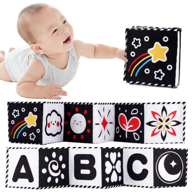 Sensory Cloth Books for Babies 0-36 Months with High Contrast