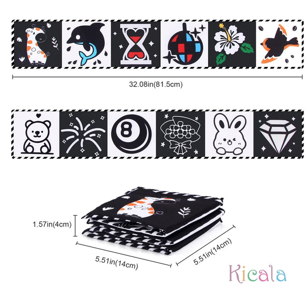 Sensory Cloth Books for Babies 0-36 Months with High Contrast