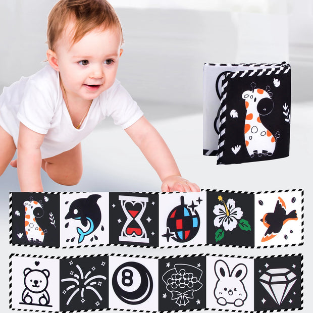 Sensory Cloth Books for Babies 0-36 Months with High Contrast