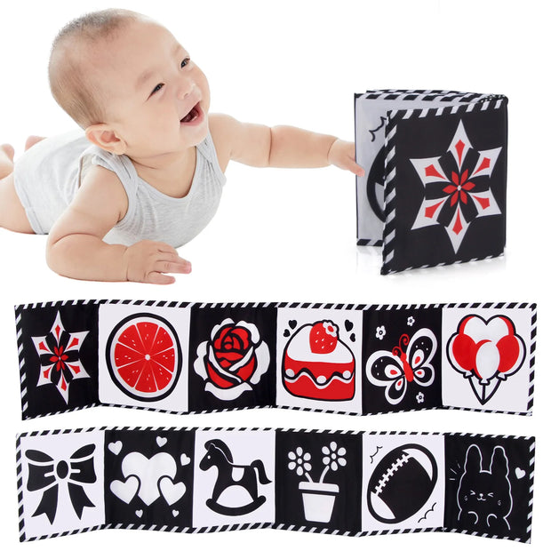 Sensory Cloth Books for Babies 0-36 Months with High Contrast