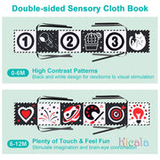 Sensory Cloth Books for Babies 0-36 Months with High Contrast