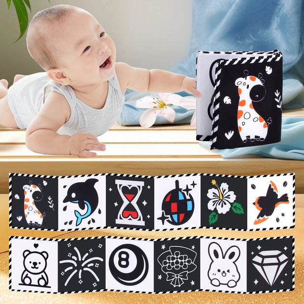 Sensory Cloth Books for Babies 0-36 Months with High Contrast